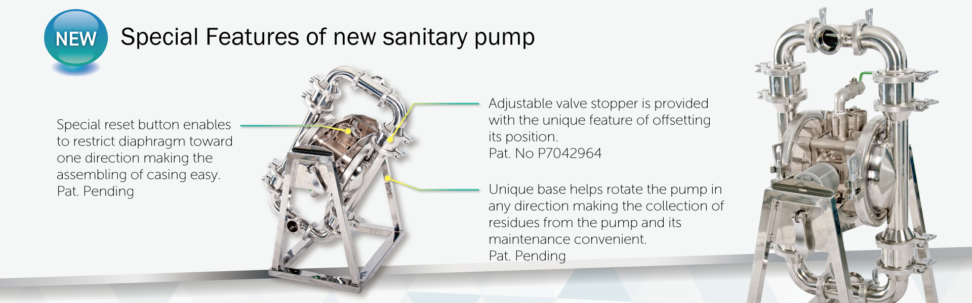 Special Features of new sanitary pump